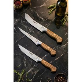 Lazbisa MTF-033 Hand Craft Mutfak Et Ekmek Sebze 3'lü Bıçak Set