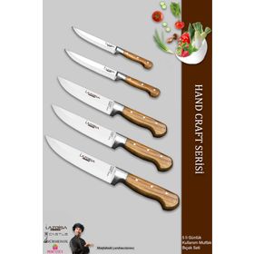 Lazbisa MTF-037 Hand Craft Mutfak Et Ekmek Sebze 5'li Bıçak Set