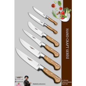 Lazbisa MTF-038 Hand Craft Mutfak Et Ekmek Sebze 6'lı Bıçak Set