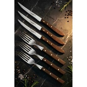 Lazbisa MTF-060 Hand Craft Serisi Steak Et Çatalı 6'lı Bıçak Set