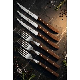 Lazbisa MTF-060 Hand Craft Serisi Steak Et Çatalı 6'lı Bıçak Set