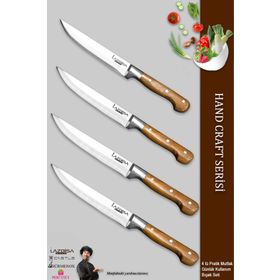 Lazbisa MTF-070 Hand Craft Mutfak Et Ekmek Sebze Meyve Doğrama 4'lü Bıçak Set