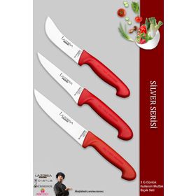 Lazbisa MTF-201 Silver Serisi Mutfak Et Ekmek Sebze 3'lü Bıçak Set