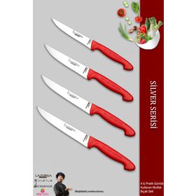 Lazbisa MTF-2011 Silver Serisi Mutfak Et Ekmek Sebze Meyve 4'lü Bıçak Set