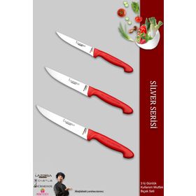 Lazbisa MTF-215 Silver Serisi Mutfak Et Ekmek Sebze Meyve 3'lü Bıçak Set