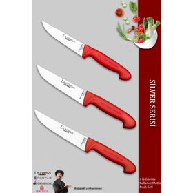 Lazbisa MTF-220 Silver Serisi Mutfak Et Ekmek Sebze 3'lü Bıçak Set