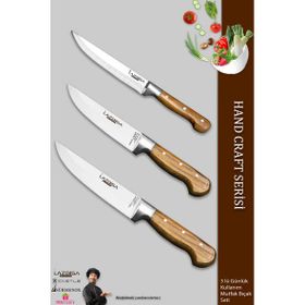Lazbisa MTF-4572 Hand Craft Mutfak Et Ekmek Sebze 3'lü Bıçak Set