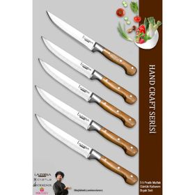 Lazbisa MTF-51 Hand Craft Mutfak Et Ekmek Sebze Meyve Doğrama 5'li Bıçak Set