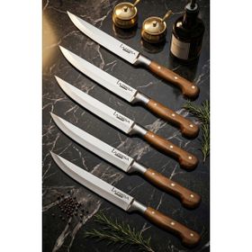 Lazbisa MTF-51 Hand Craft Mutfak Et Ekmek Sebze Meyve Doğrama 5'li Bıçak Set
