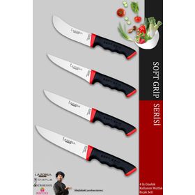 Lazbisa MTF-756 Soft Grip Mutfak Et Ekmek Sebze Bıçağı 4'lü Bıçak Set