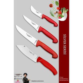 Lazbisa Silver Mutfak Günlük Kullanım 4 Parça Et Ekmek Şef Sebze Meyve Soğan Börek Bıçak Set