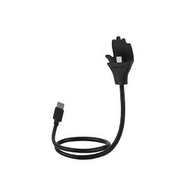 Lazy Bracket Metal Siyah Telefon Tutucu Micro USB Kablo