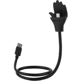 Lazy Bracket Metal Siyah Telefon Tutucu Micro USB Kablo