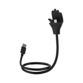Lazy Bracket Metal Siyah Telefon Tutucu Micro USB Kablo
