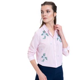 LC Waikiki 8S9564Z8 Kadın Mavi Baskılı Gömlek