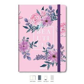 Le Color 17 x 24 cm Kareli Pembe Çiçekli Defter