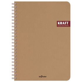 Le Color Kraft Ofis Spiralli Çizgili Kahve Defter