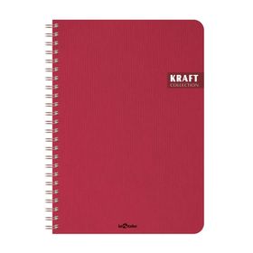 Le Color Kraft Ofis Spiralli Kareli Kırmızı Defter