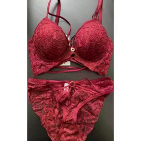 Le Jardin 5025 Biye Şeritli Silikonlu Bordo Sütyen Takım