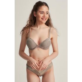 Le Jardin 5040 Vizon Gri Dantelli Destekli Sütyen Takım
