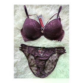 Le Jardin 5055 Alba Push Up Mürdüm Destekli Dantelli Sütyen Takımı