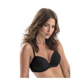Le Jardin 7050 Micro Kaplı Kulaksız Push Up Balenli Silikonlu Siyah Sütyen