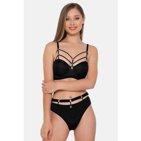 Le Jardin Gean Apparel 5045 Laura Kadın Siyah Balenli Desteksiz Sütyen Takım