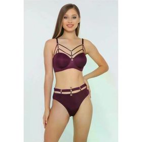 Le Jardin Lingerie 5045 Kadın Mürdüm Balenli Desteksiz Basic Cup Sütyen Takım