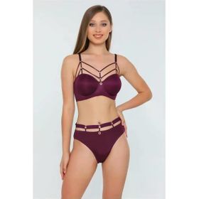 Le Jardin Lingerie 5045 Kadın Mürdüm Balenli Desteksiz Basic Cup Sütyen Takım