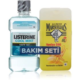 Le Petit Marseillais 250 ml Vanilya Sütü Duş Jeli+Listerine 250 ml Cool Mint Hafif Tat Ağız Bakım Suyu