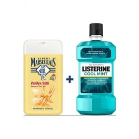 Le Petit Marseillais 250 ml Vanilya Sütü Duş Jeli+Listerine 250 ml Cool Mint Hafif Tat Ağız Bakım Suyu