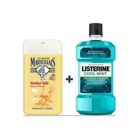 Le Petit Marseillais 250 ml Vanilya Sütü Duş Jeli+Listerine 250 ml Cool Mint Hafif Tat Ağız Bakım Suyu