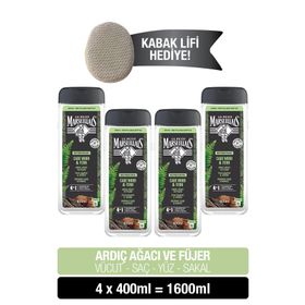 Le Petit Marseillais Men 4x400 ml Ardıç Ağacı ve Füjer Duş Jeli + Lif