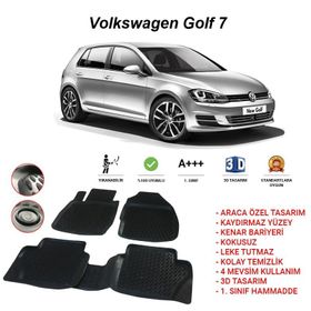 Leader Volkswagen Golf 7 Siyah 3D 2013 Sonrası Havuzlu Oto Paspas