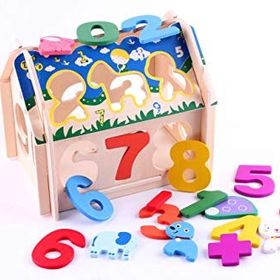 Learning Toys Math Wooden Blocks House