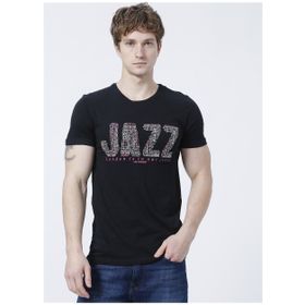 Lee Cooper 222 Lcm 242004 Jazz Slim Fit Bisiklet Yaka Baskılı Siyah Erkek T-shirt