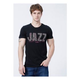 Lee Cooper 222 Lcm 242004 Jazz Slim Fit Bisiklet Yaka Baskılı Siyah Erkek T-shirt