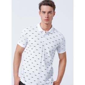 Lee Cooper 222 LCM 242052 Bobby Desenli Beyaz Erkek Polo T-shirt