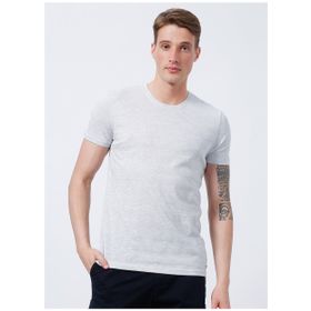 Lee Cooper 222 LCM 242053 Bisiklet Yaka Düz Gri Melanj Erkek T-Shirt