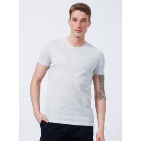 Lee Cooper 222 LCM 242053 Bisiklet Yaka Düz Gri Melanj Erkek T-Shirt