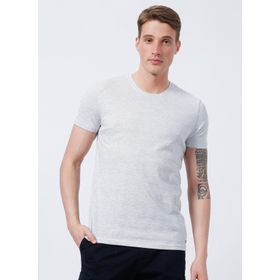 Lee Cooper 222 LCM 242053 Bisiklet Yaka Düz Gri Melanj Erkek T-Shirt