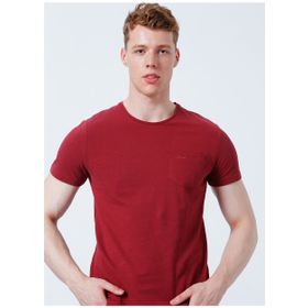 Lee Cooper 222 Lcm 242054 Twingo Bisiklet Yaka Slim Fit Pike Desenli Bordo Erkek T-shirt