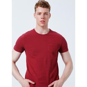 Lee Cooper 222 Lcm 242054 Twingo Bisiklet Yaka Slim Fit Pike Desenli Bordo Erkek T-shirt