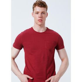 Lee Cooper 222 Lcm 242054 Twingo Bisiklet Yaka Slim Fit Pike Desenli Bordo Erkek T-shirt