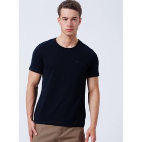 Lee Cooper 222 LCM 242054 Twingo Bisiklet Yaka Slim Fit Pike Desenli Lacivert Erkek T-shirt