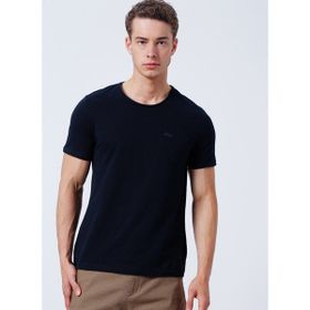 Lee Cooper 222 LCM 242054 Twingo Bisiklet Yaka Slim Fit Pike Desenli Lacivert Erkek T-shirt
