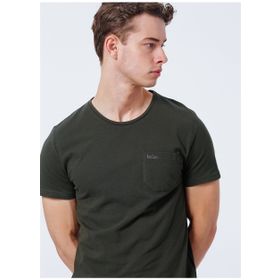 Lee Cooper 222 Lcm 242054 Twingo Bisiklet Yaka Slim Fit Pike Desenli Yeşil Erkek T-shirt