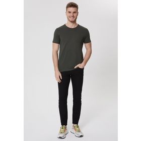 Lee Cooper 222 Lcm 242054 Twingo Bisiklet Yaka Slim Fit Pike Desenli Yeşil Erkek T-shirt