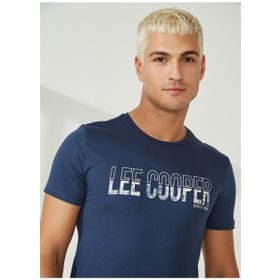 Lee Cooper 222 LCM 242079 HUGE K. INDIGO O Yaka Koyu İndigo Erkek T-Shirt