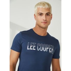 Lee Cooper 222 LCM 242079 HUGE K. INDIGO O Yaka Koyu İndigo Erkek T-Shirt